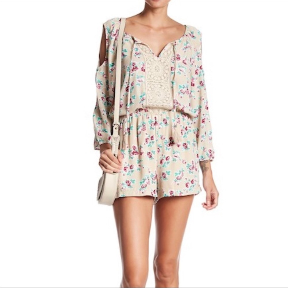 Floral romper with crochet design
